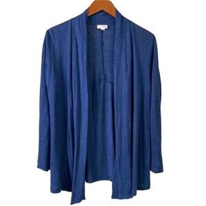 J Jill Love Linen Open Front Shawl Collar Cardigan Long Sleeve Knit Lightweight